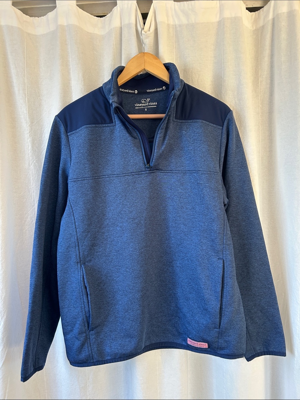 Vineyard Vines Men's Navy & Heathered Blue Quarter-Zip Pullover